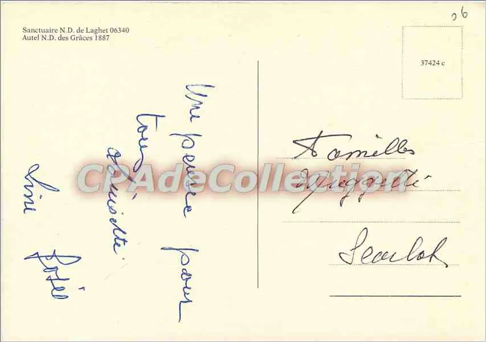 Altar der N.D. des Grâces — Wallfahrtskirche Laghet 06340 — Verlag CPADeCollection - Rückseite
