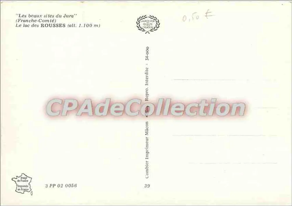 See der Rousses — Franche-Comté — Verlag Combier Imprimeur Maçon, n° 3 PP 02 0056 - Rückseite