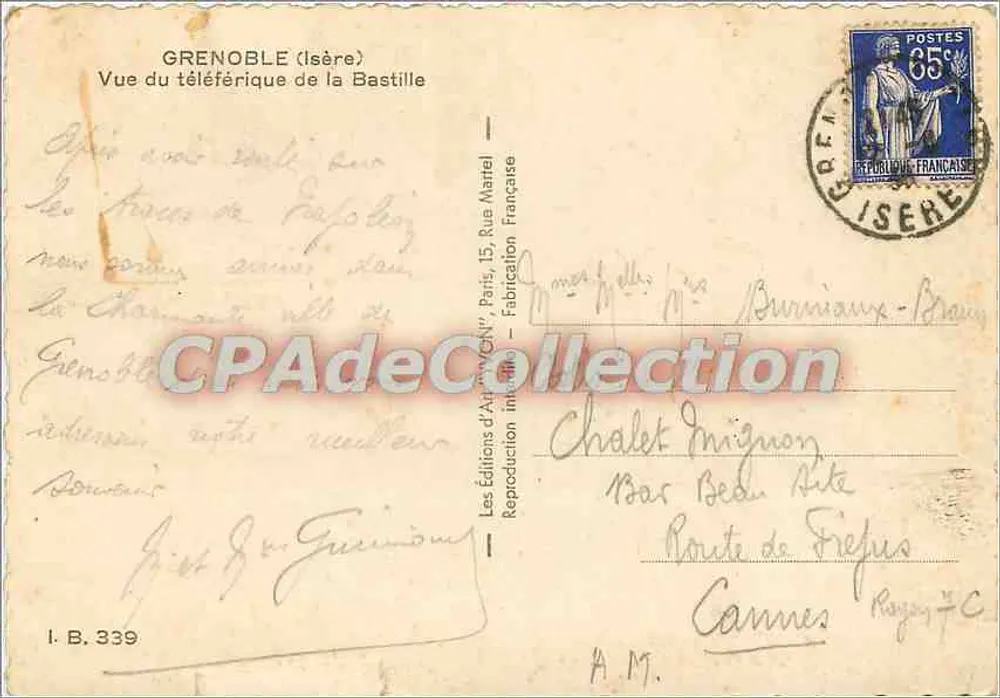 Grenoble (Isère) — Ansicht des Funiculars der Bastille — Les Éditions d'Art Maritel, Paris - Rückseite