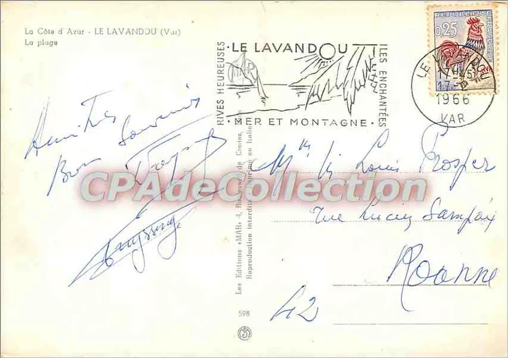 Le Lavandou (Var) — vista da praia — Les Éditions AMAH, n°598 - Verso