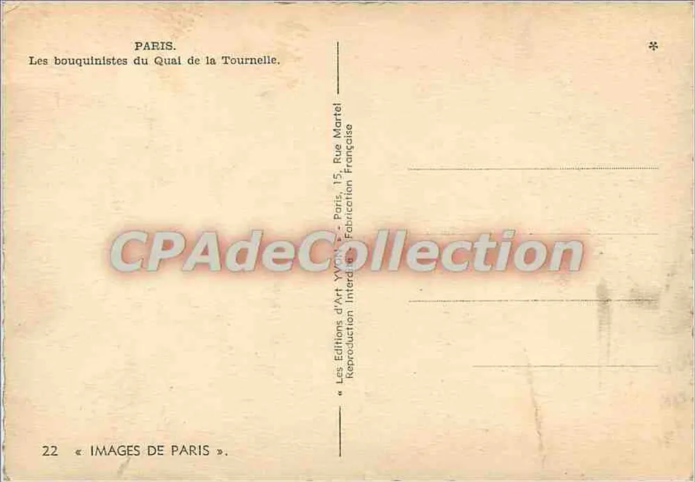 Paris — Ansicht der Buchhändler am Quai de la Tournelle — Yvon - Rückseite
