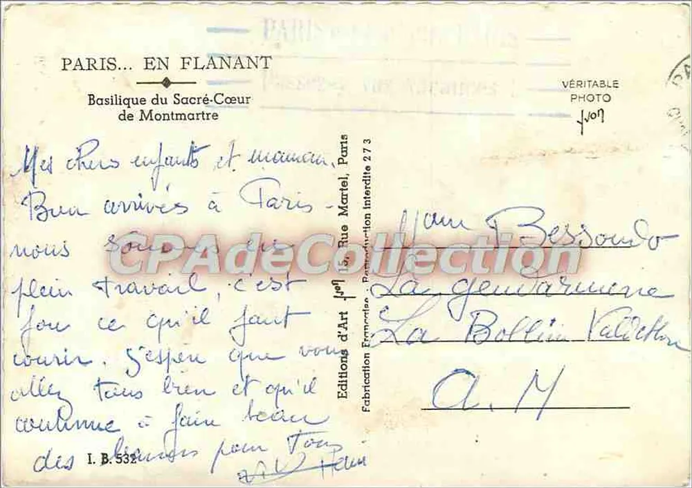 Basilika des Heiligen Herzens — Montmartre — Éditions d'Art Fernand - Rückseite