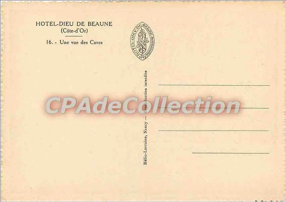 Keller des Hôtel-Dieu de Beaune — Côte-d'Or — Hélios-Lorraine, Nancy - Rückseite