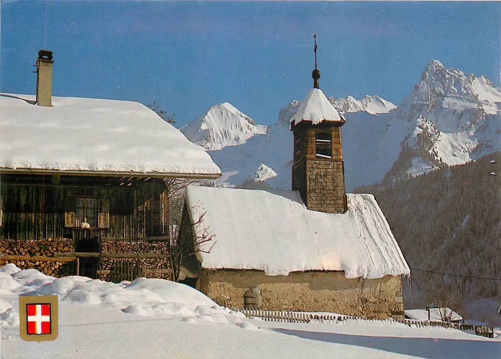 Castelo de Grand-Val — Igreja e chalé nevados — edições de France, n° 1528 - Frente