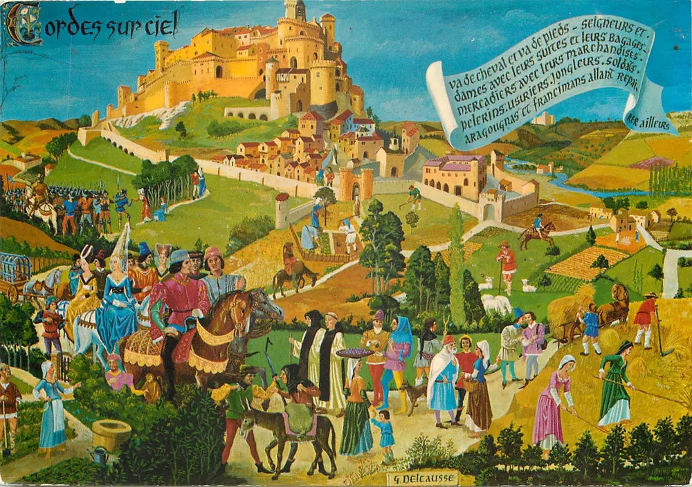 Cordes-sur-Ciel — cena de vida medieval — Delcausse, n°4 - Frente