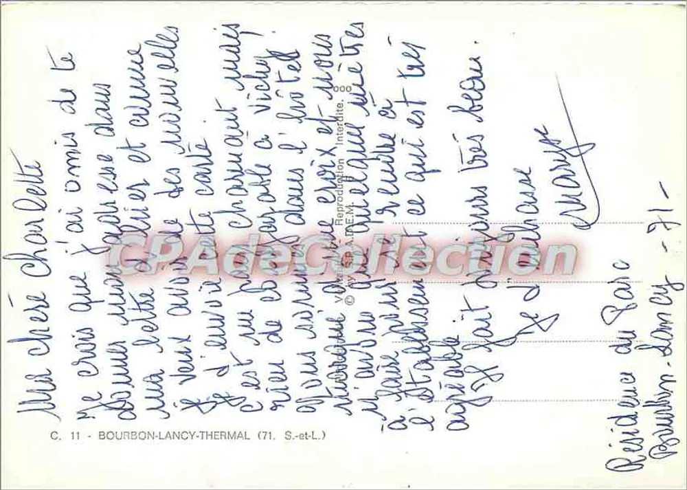 बूर्बोन-लांसी-थर्मल — पैनोरमिक दृष्टि और महिला के चित्र के साथ — एस.&एल. संख्या 71 - पीछे