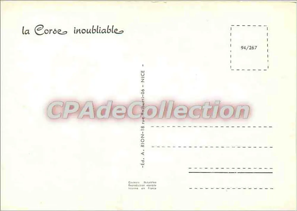 Cordes inoubliáveis — A Corça — Ed. A. Rion - Nice, n° 94/267 - Verso