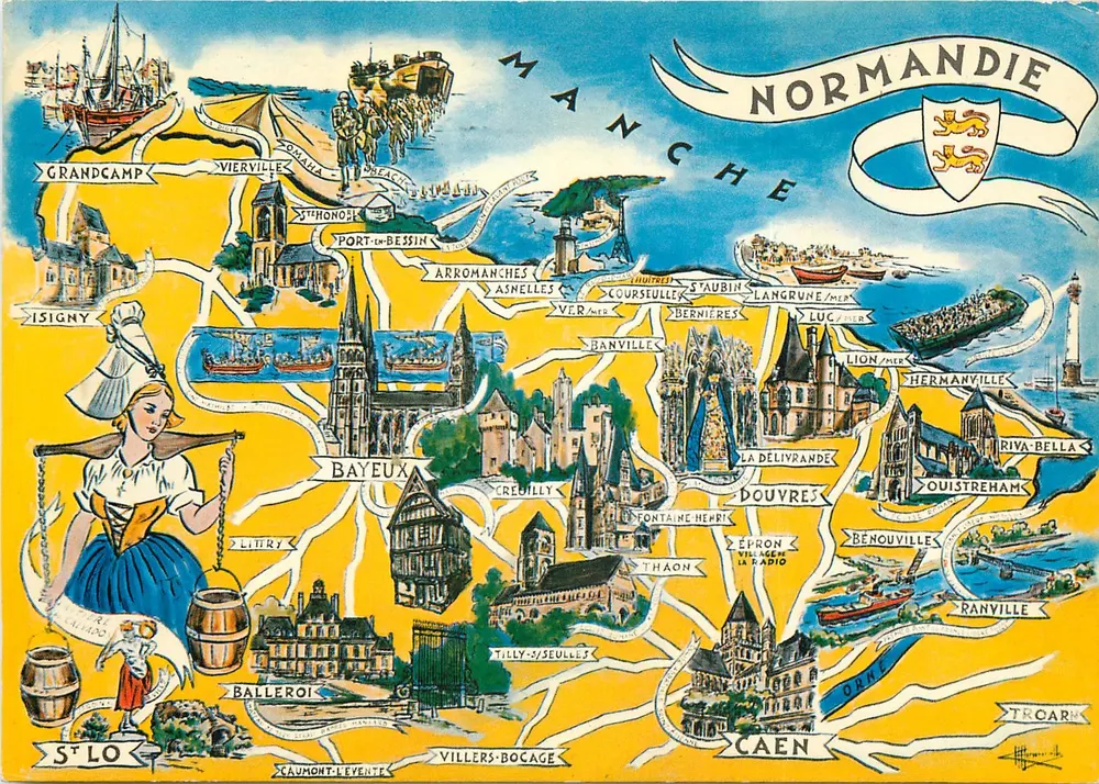 Normandia — Carta postal ilustrada — ARTAUD Irmãos, Nantes - Frente