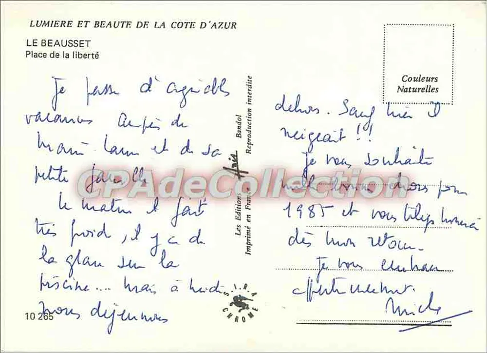 Le Beausset — Place de la Liberté — Les Éditions Chromé, n° 10 265 - Verso