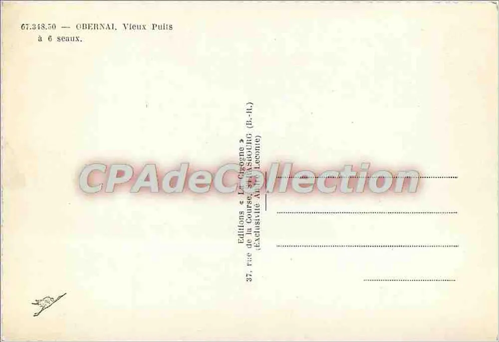 Obernai — Velho Poço com 6 baldes — IA. CIGOGNE - Verso
