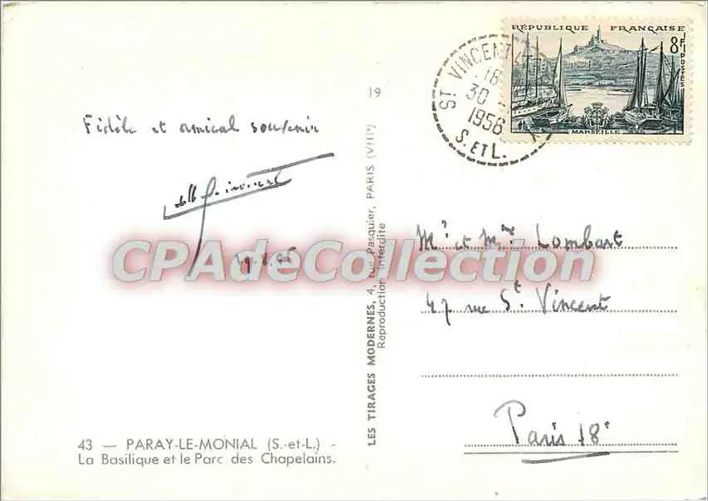 Paray-le-Monial — Die Basilika und der Park der Chapelains — Les Tirages Modernes - Rückseite