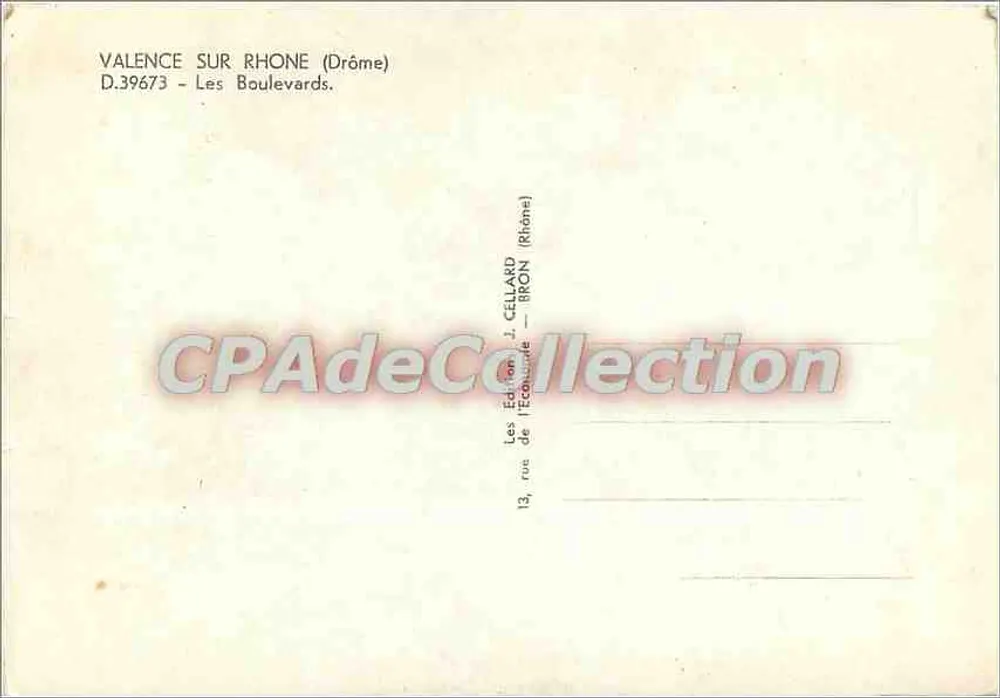 Valence-sur-Rhône — Os Boulevards — Edição J. Cellard - Verso