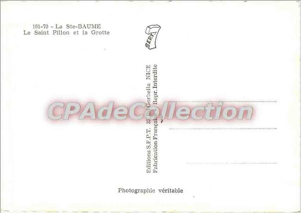 A Ste-Baume — O Santo Pilon e a Gruta — Edições S.E.P.T. NICE - Verso