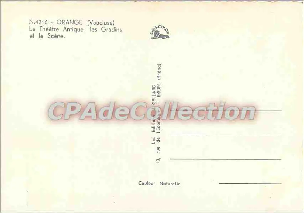 Orange (Vaucluse) — Das antike Theater; die Sitzreihen und die Bühne — Éditions Cellard Bron - Rückseite