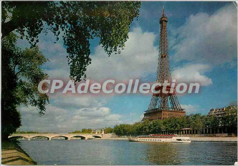 Paris - A Torre Eiffel — vista da Seine — PANORAMAS S. rua Nébillion, Paris - Frente
