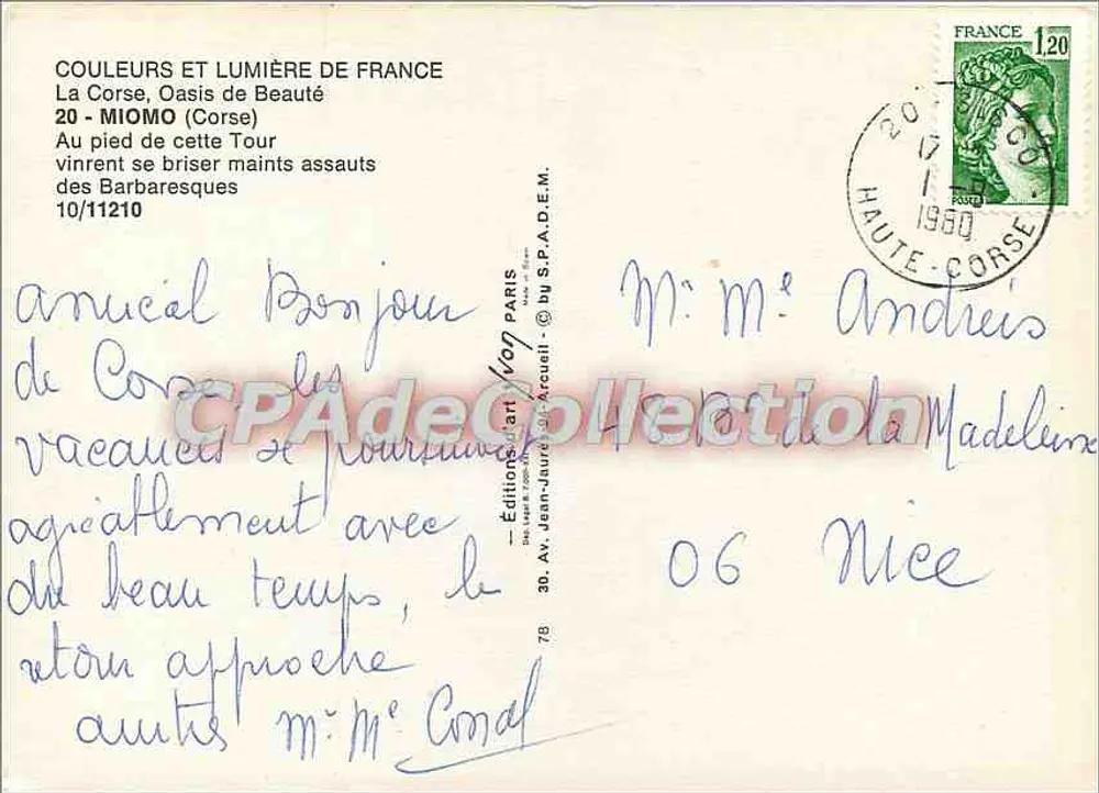 Tour de Miomo — Korsika, Oasis der Schönheit — Éditions Jean-Jaure d'Arcueil - Rückseite