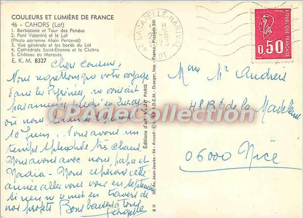 Cahors — Lembrete de Cahors — Edições de Arte Jean-Jaurès - Verso