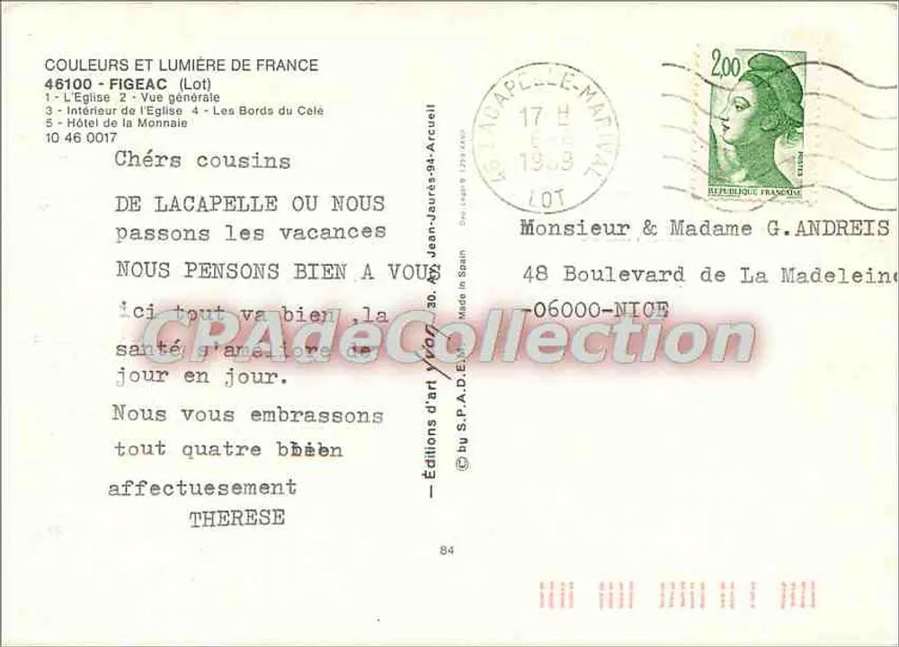 Figeac — vista panorâmica e locais — Edições de Arte Jean-Jourdan - Verso