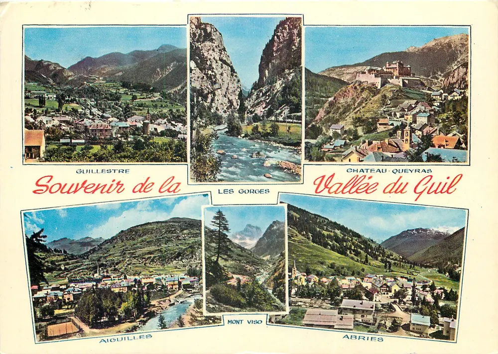 Guillemette, As Gorges, Castelo de Queyras, Agulhas, Mont Viso, Abriès — Lembrança da Vale do Guil — Frankcolor - Frente