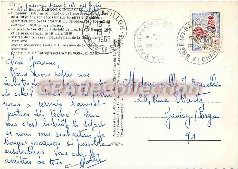 Ponte da Ilha de Oléron — Viaduto de Ligação Oléron-Continent — CPAdedeCollection - Verso