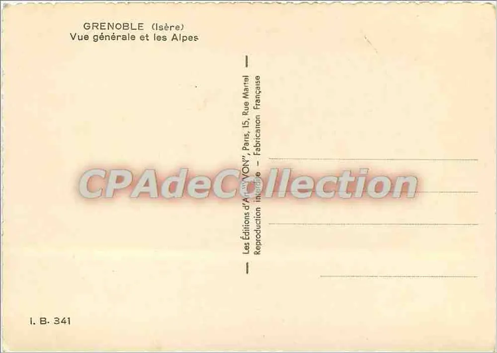 Grenoble (Isère) — Vista generale e le Alpi — Le Éditions d'Art 'VON', Parigi - Verso