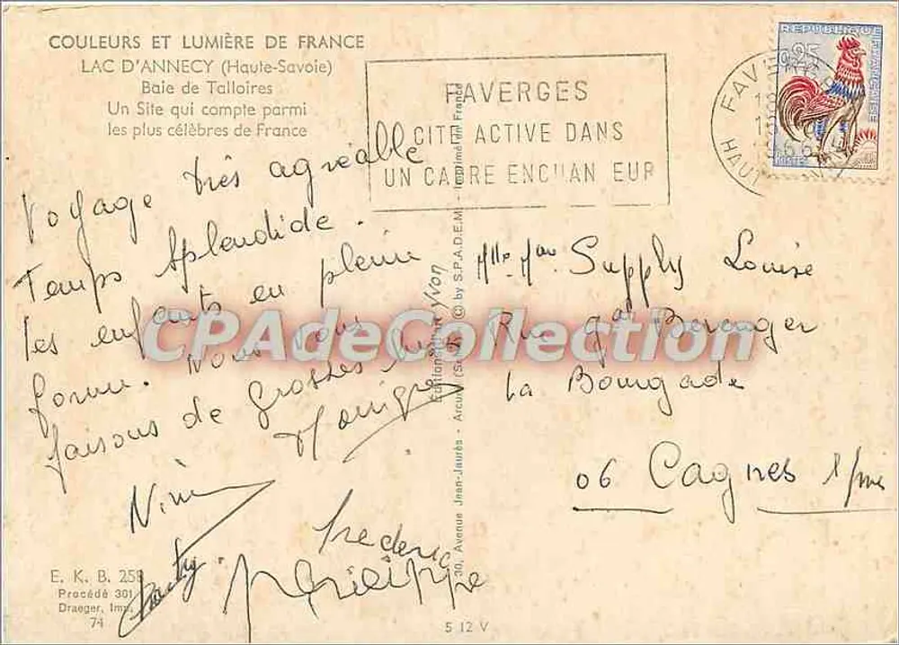 See Annecy — Bucht von Talloires — Verlag Draeger, Nr. 301 - Rückseite