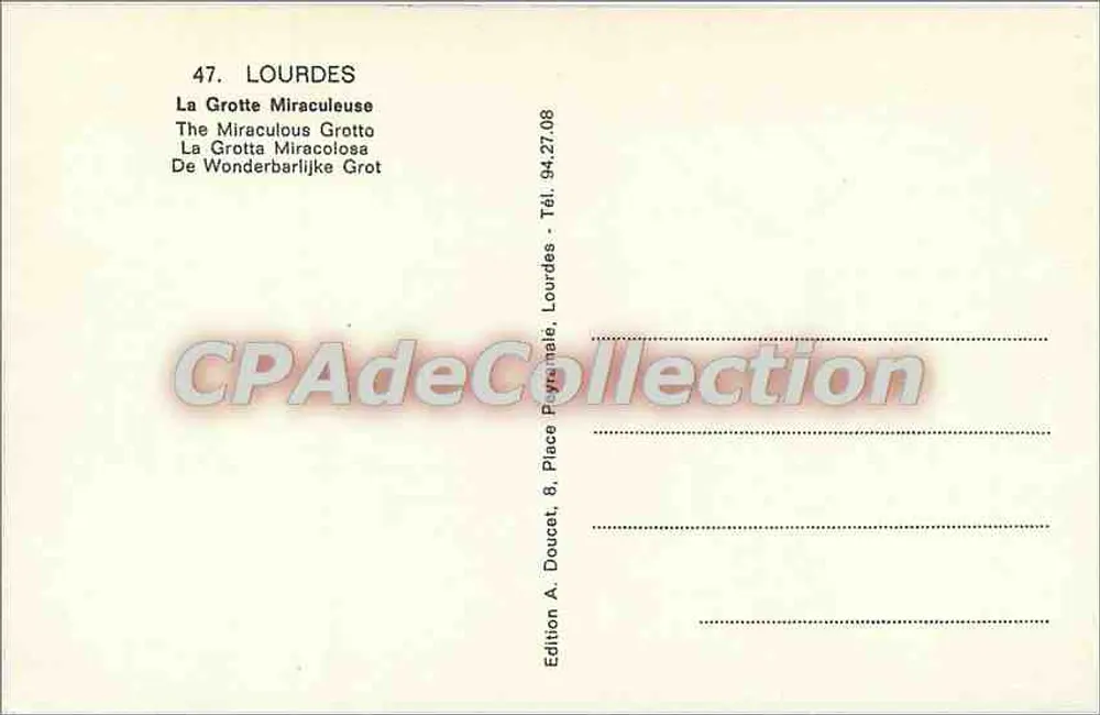 Lourdes — A Grotta Milagrosa — Edlux - Verso