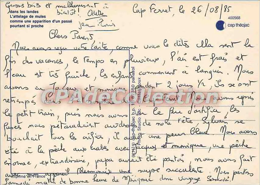 Muleskarren in den Landes — Cap Fernet — Studio Théo Jac - Rückseite