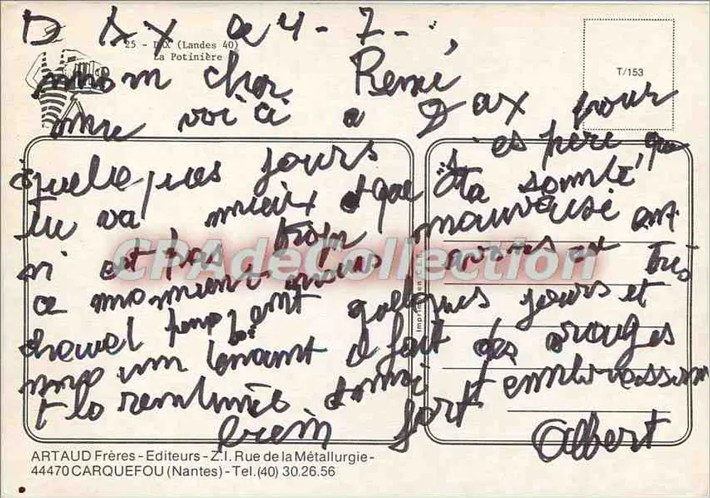 Jardim público — vista de descanso — ARTAUD Frères, Nantes - Verso