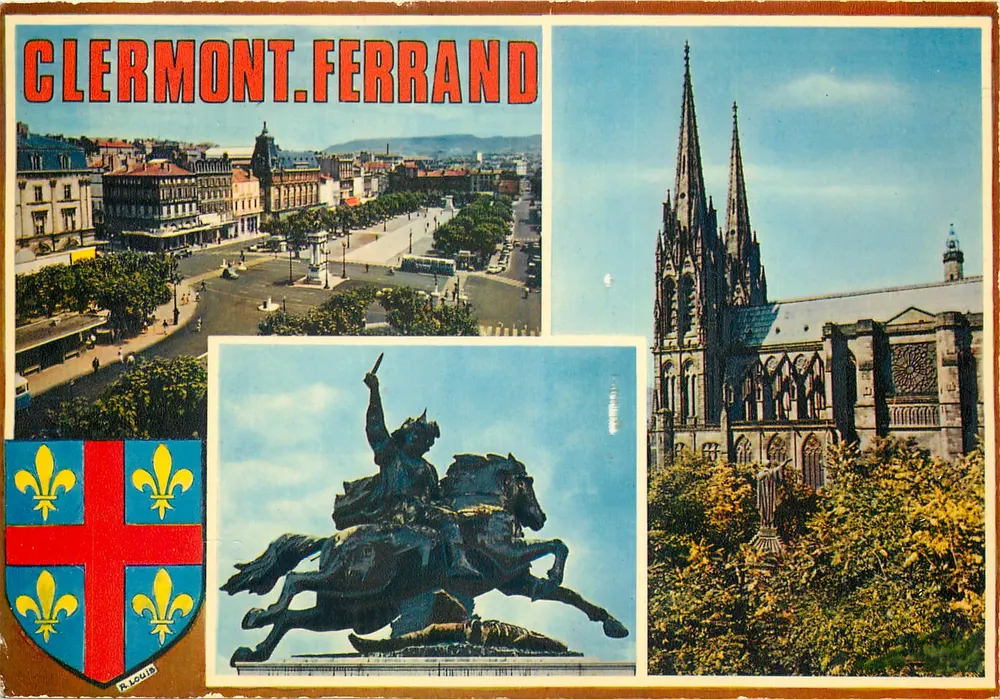 Clermont-Ferrand — Panoramablick, Kathedrale und Statue Urbans II — Éditions R. Louis - Vorderseite