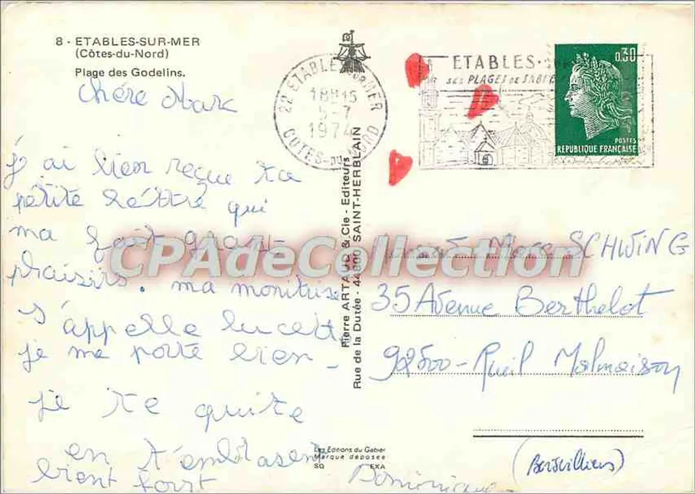 Strand von Étables-sur-Mer — Côtes-du-Nord — Verlag Artz & Cie - Rückseite
