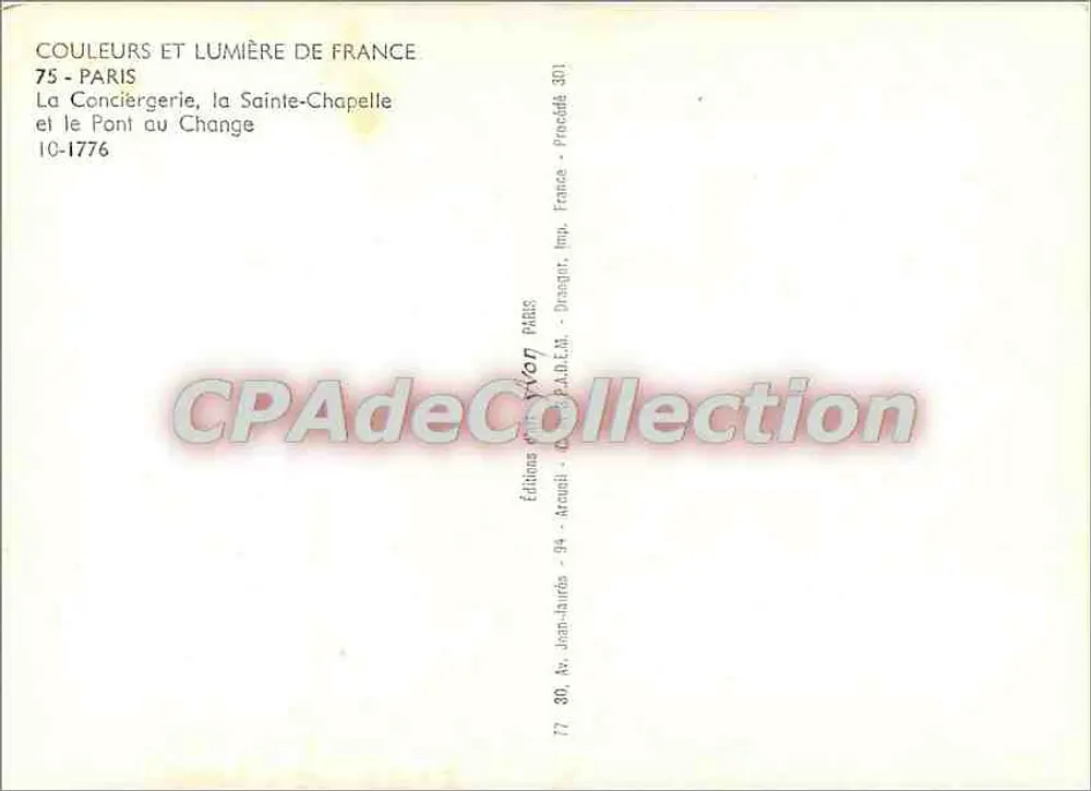 Paris — Die Conciergerie, die Sainte-Chapelle und der Pont au Change — Éditions Arouet - Rückseite