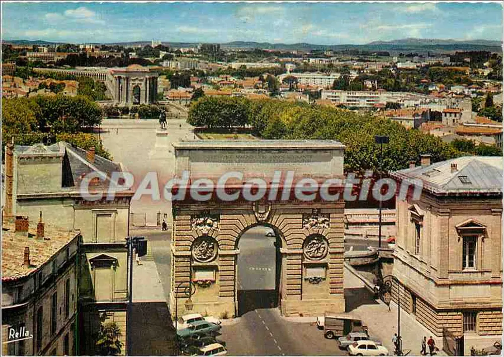 Montpellier (Hérault) — Triumphbogen errichtet zur Ehre von Louis XIV, Reitstatue und Aquädukt des Peyrou — Rella - Vorderseite