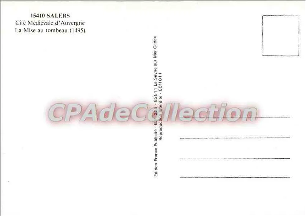 Die Beisetzung — Salers, mittelalterliche Stadt der Auvergne — Edition France Publicité - B. 223 - 83511 La Seyne sur Mer Cedex - Rückseite