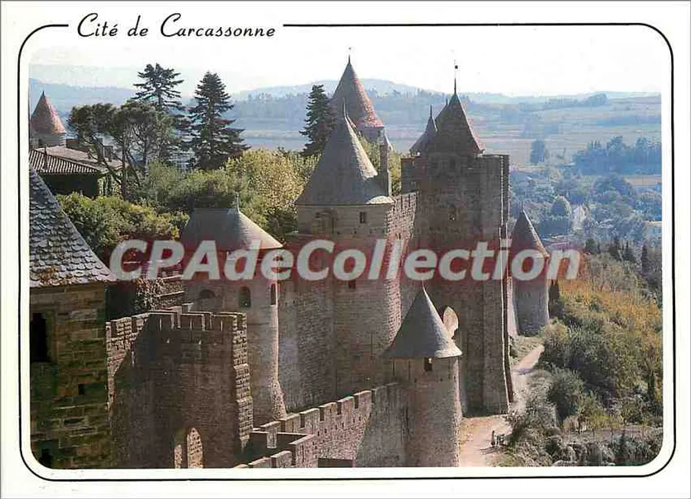 Stadt Carcassonne — Ansicht der Aude-Türe mit ihren Mauern — S.A. Cartes Postales A.P.A. französische Produktion - Vorderseite