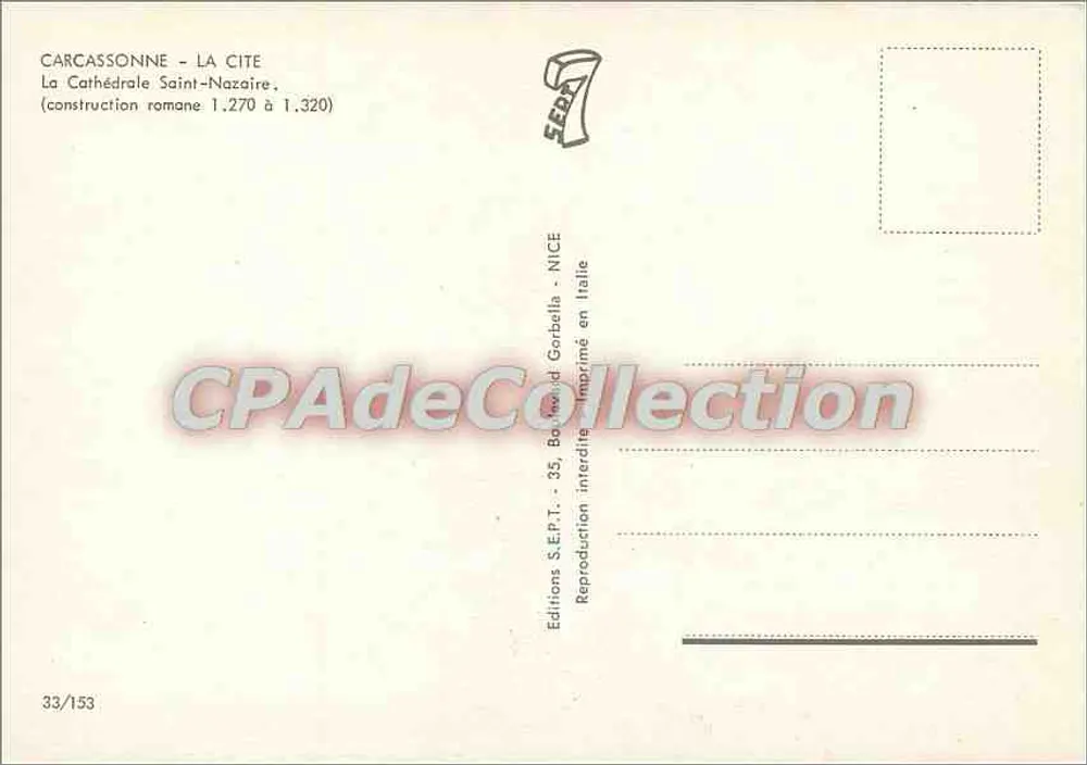 Carcassonne - Die Stadt — Kathedrale Saint-Nazaire — Editions S.E.F.T. - 33/153 - Rückseite