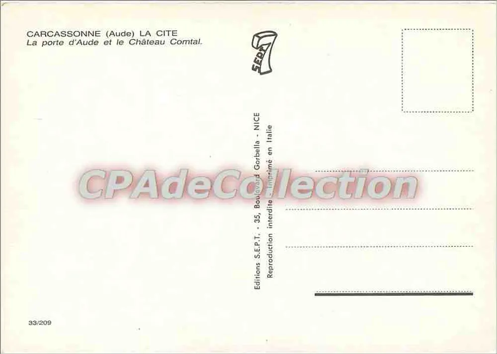Carcassonne - Die Stadt — Editions S.E.P.T. - 35, Boulevard Gorballa - NICE - Rückseite