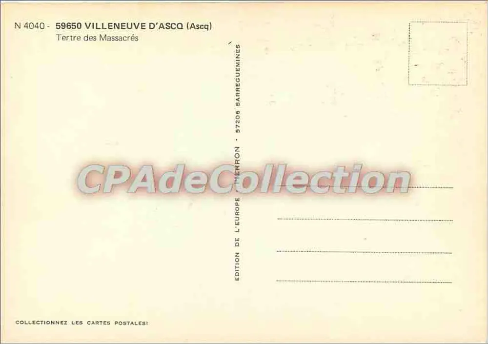 Monumento ai caduti — Ville neuve d'Ascq — Edizione dell'Europa - Verso