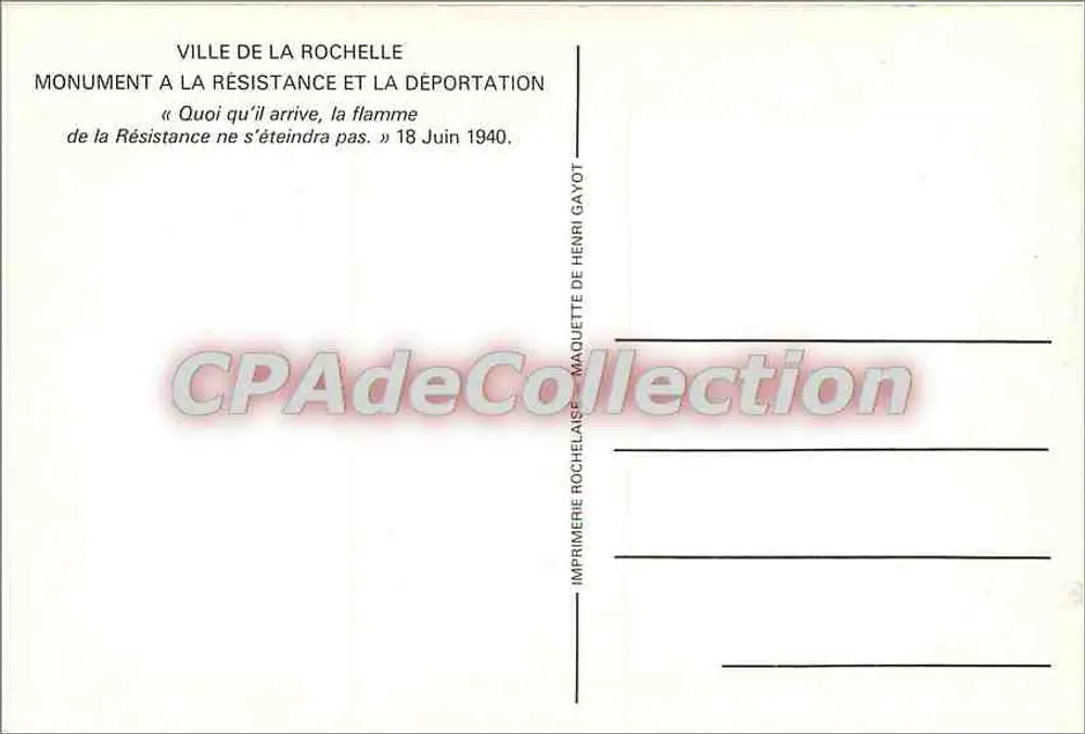 Denkmal für Widerstand und Deportation — Stadt La Rochelle — Henri Gayot - Rückseite