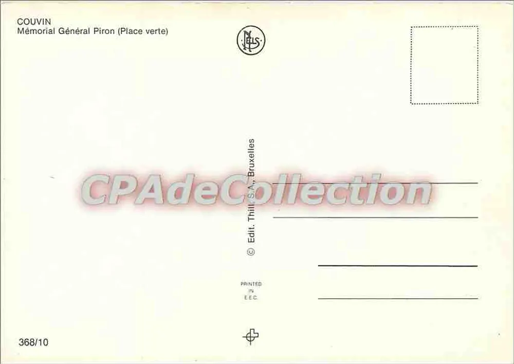 Memorial Geral Piron — Couvin — Edit. Thill SA, Bruxelas - Verso