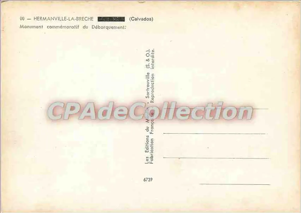 Gedenkstein des Landungsunternehmens — Hermanville-la-Breche (Calvados) — Editions du Moulin - Rückseite