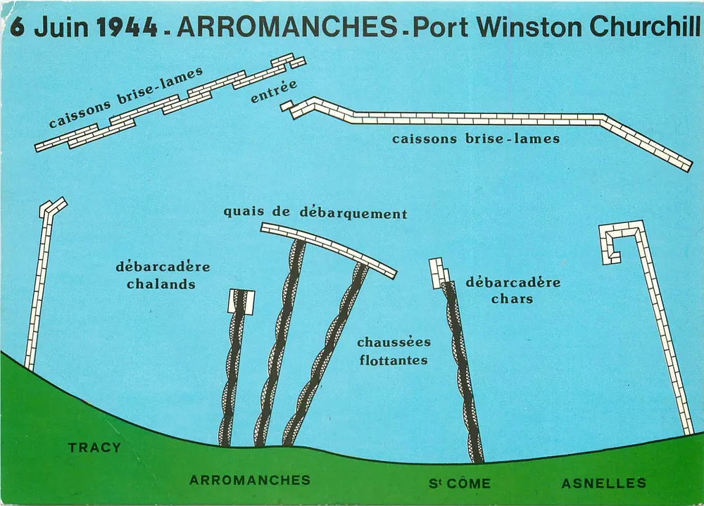 Arromanches - Porto Winston Churchill — desembarque 6 junho 1944 — edição Leblanc - Frente