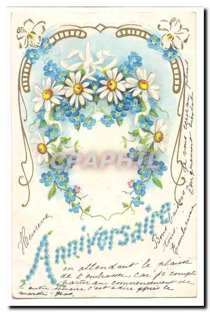 Blumen und Vögel — Geburtstag — Verlag nicht sichtbar - Vorderseite