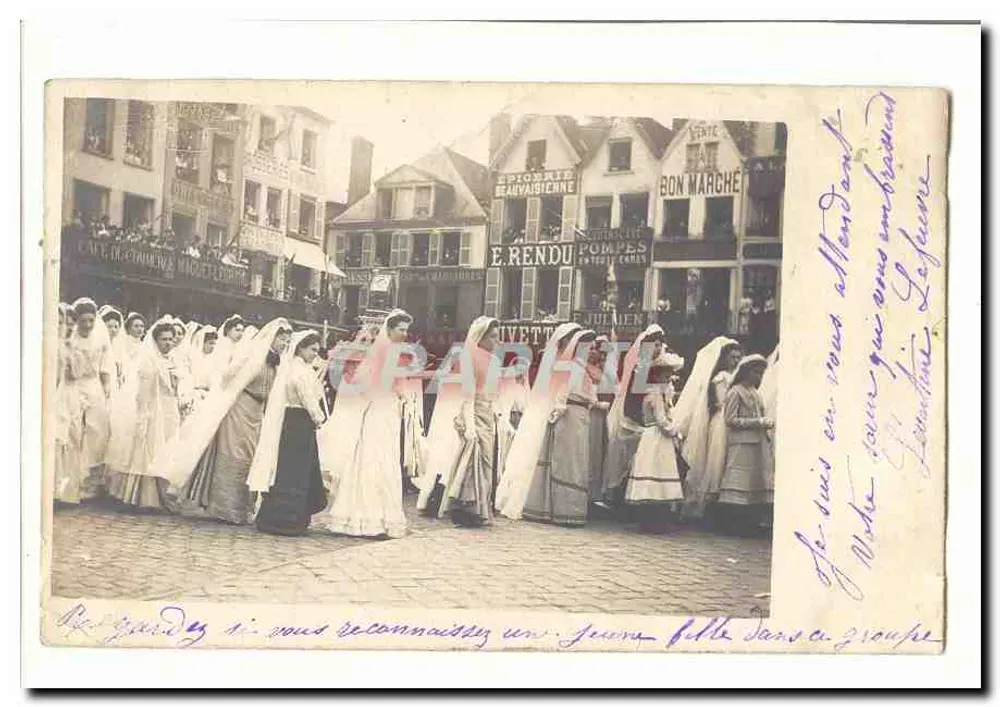 Fest oder Prozession — Frauen in weißen Kleidern — Verlag: E. Rendu, Beauvais - Vorderseite