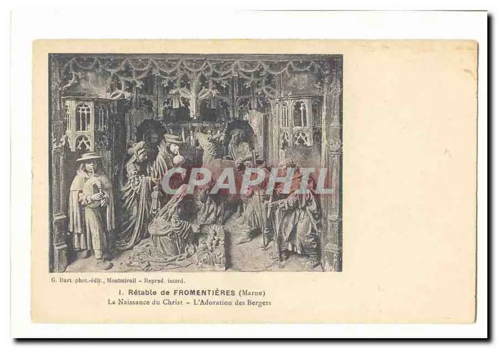 Die Geburt des Christus – Die Anbetung der Hirten — Altarbild von Fromentières (Marne) — G. Dari phot.-edit., Montmirail - Vorderseite