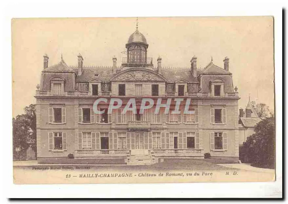 Mailly-Champagne — Castello di Romoni, visto dal Parco — Fototipia Marcel Duhay, Bar-le-Duc, N. D. - Recto