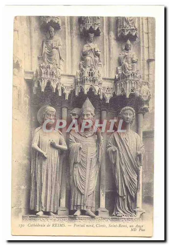 Kathedrale von REIMS — Nordportal, Clovis, Saint-Rémi, ein Engel — Phot ND - Vorderseite