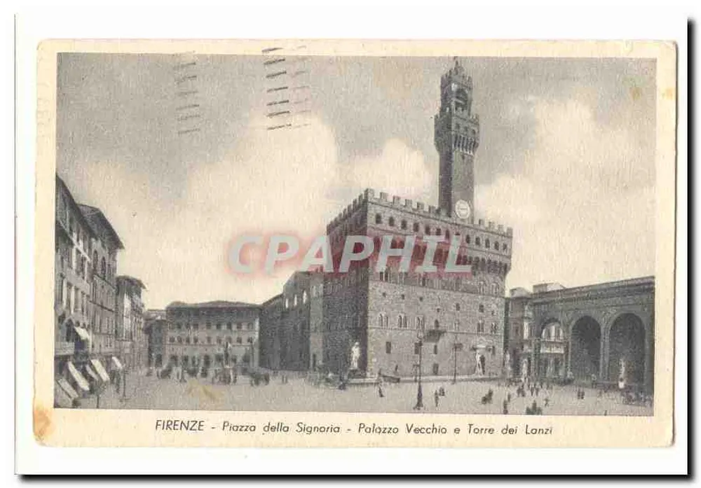 Florenz - Piazza della Signoria - Palazzo Vecchio und Torre dei Lanzi - Vorderseite