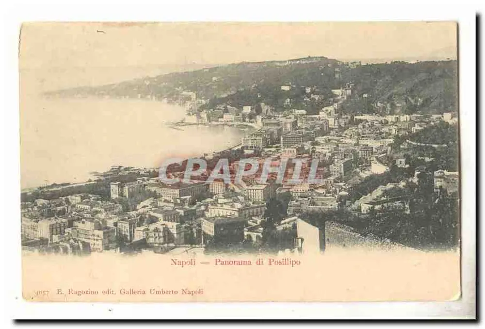 Neapel — Panorama von Posillipo — E. Ragozino Verlag, Galleria Umberto Neapel - Vorderseite
