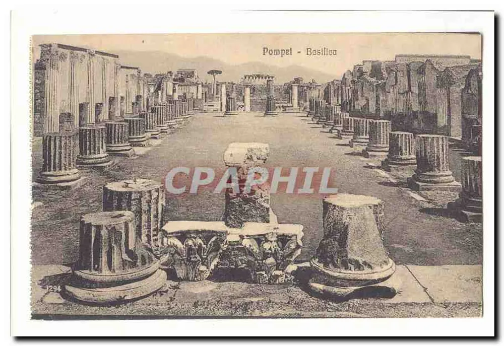Pompeii - Basilika — Ansicht der römischen Säulen — anonymer Verleger, Seriennummer 1294 - Vorderseite